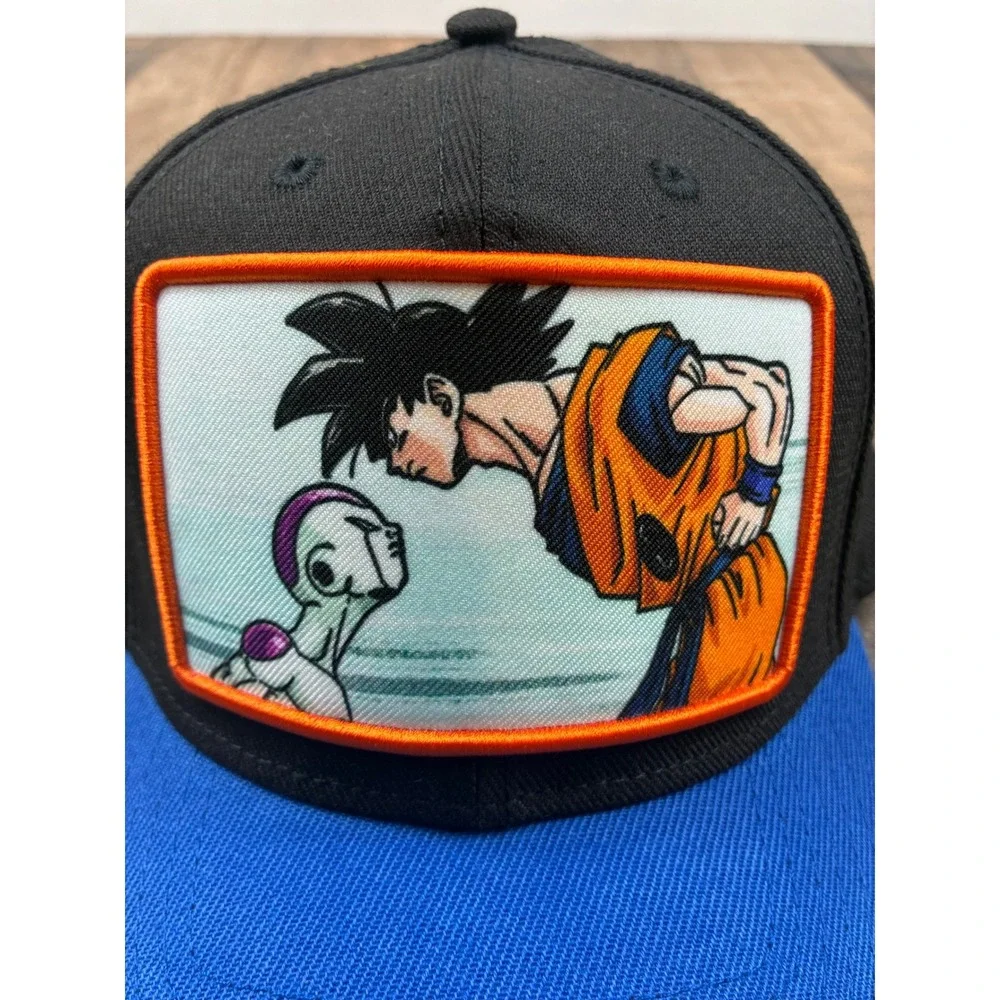 Dragon Ball Z Snapback Hat Mens OSFM Black Blue Goku vs Frieza Anime Cap Good